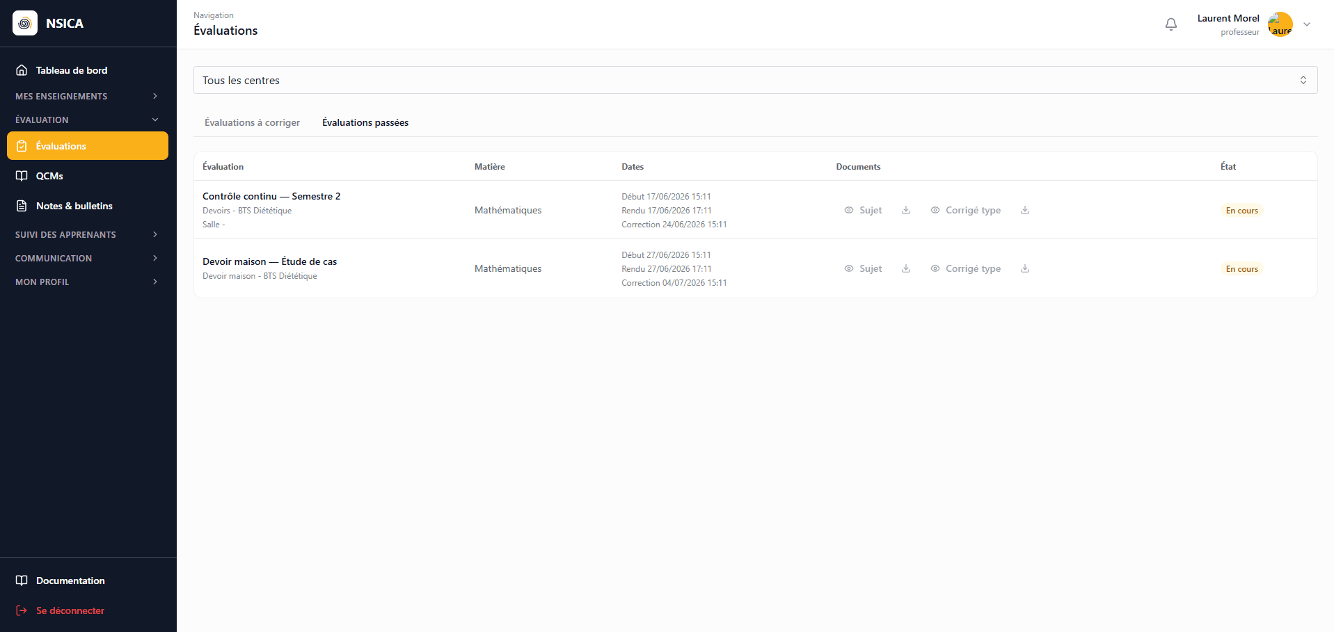 Correction de copies assistée par IA dans NSica